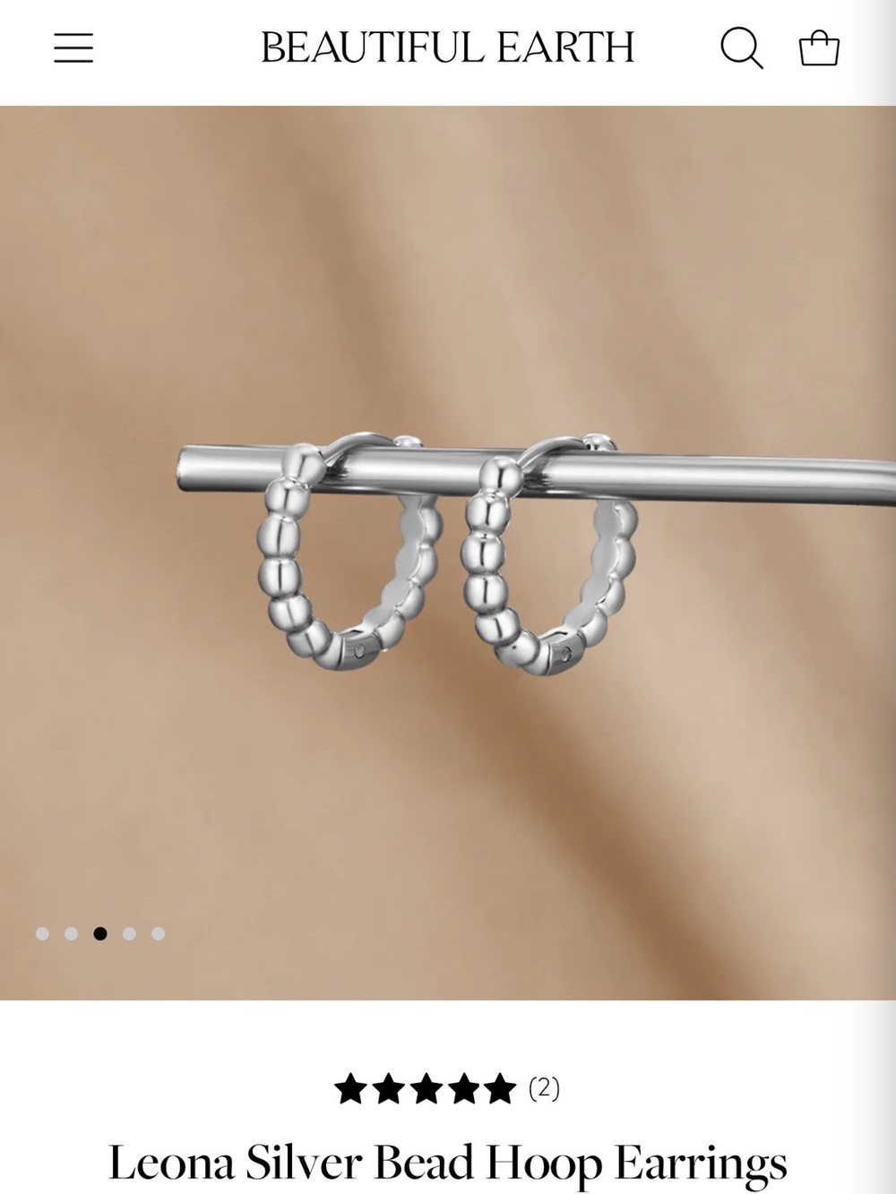 Leona Silver Bead Hoop Earrings - Silver